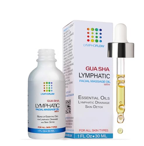 Facial Lymphatic Drainage Oil for Gua Sha Facial Tools, Lymphatic Drainage Massager Face with Jojoba & Coconut Oil, Use with Face Roller, Jade Roller, Guasha Tool for Face & Neck, 1 Fl Oz