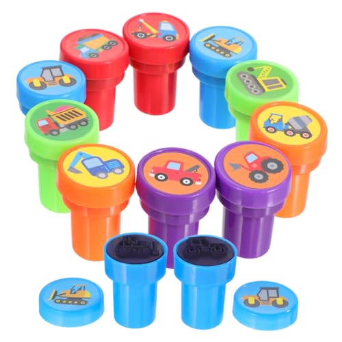 Gatuida Tampons en Plastique pour Loisirs Créatifs 20 Tampons à Motifs de Véhicules de Chantier Multicolores Jeu Éducatif pour Garçon et Filles, pour...