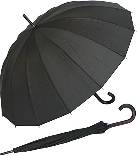 Parapluie London Doppler homme noir long 89cm canne résistant windproof