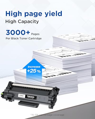 Image of Compatible TN830XL TN830 Toner Cartridge for HL-L2460DW, 4 Pack | High Yield TN830XL Black Toner Work with Brother DCP-L2640DW, MFC-L2820DW, HL-L2405W, HL-L2400D, 12,000 Pages, ISO Certified