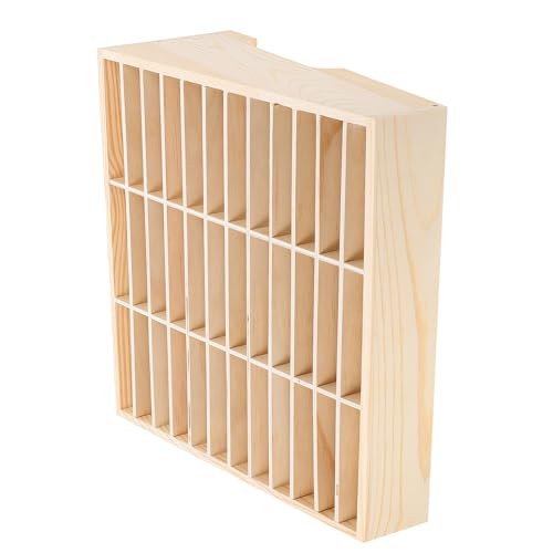 Angoily Caja de Exhibición para Teléfono Celular 24 Compartimentos de Madera, Organizador de Escritorio para Control Remoto y Tarjetas, Uso en Salas de Reuniones y Oficinas