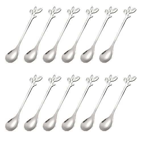 Riveryy 12 Pezzi Cucchiaini da caffè, Cucchiaio Mescolando in Acciaio Inox, Cucchiaio Regalo, Cucchiaio da Dessert, 11.8 * 2.3cm(Argento)