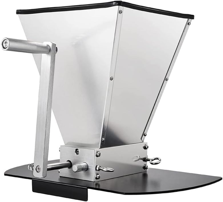 Stainless Steel Double Roller Malt Mill with Stand, Barley Crusher Grain Mill for Home Brewing