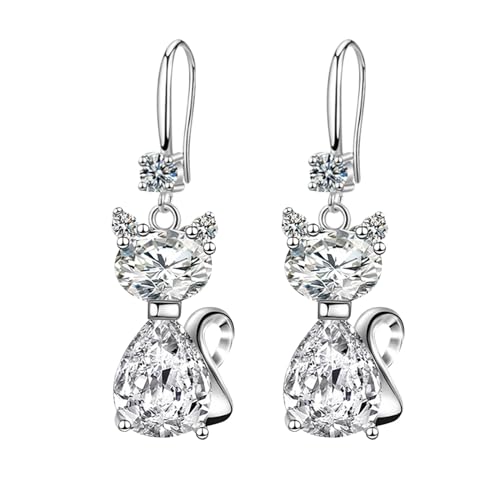 Dimond Cute Cat Earrings for Women 925 Sterling Silver Cute Cats Stud Earring for Womensale items of todays deals Mother+Day Gifts sales clearance women of warehouse clearance+sale