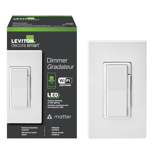 Leviton Decora Smart Dimmer Switch, Wi-Fi, Works with Matter, My Leviton, Alexa, Google Assistant,...