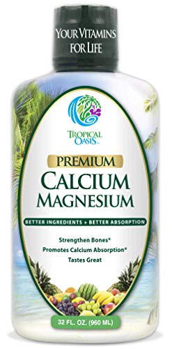 Liquid Calcium Magnesium - Natural Formula w/Support for Strong Bones - Liquid Vitamins w/Calcium, Magnesium & Vitamin D - up to 96% Absorption by The Body. - 16oz, 32 Ser