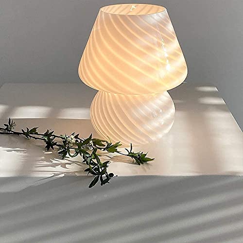 Translucent Table Mushroom Lamp Italian Style Modern Striped Glass Bedside Lamps Desk Light, Used For Baby Home Decoration Of Dining, Living, Study,Gift #TOP4