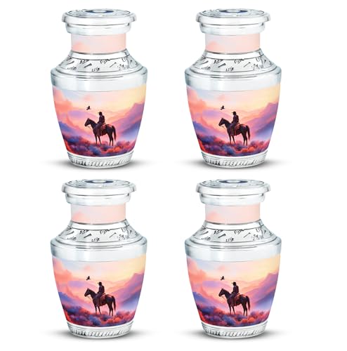Image of Cowboys Urn Decorative Urns 3 Inch 4 Qty | Memorial Urns for Adult Male & Female Ashes Keepsake