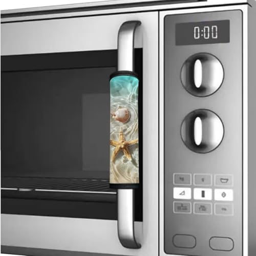 Image of 6 PCS Fridge Door Handle Covers Washable Kitchen Appliances Handles Protector for Oven Stove Anti-Slip Indoor Home Refrigerator Decorations, Starfish Sea Shell Beach Ocean