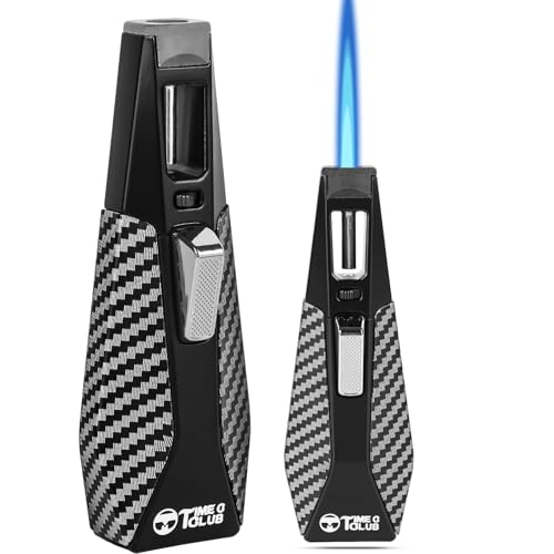 Briquet butane rechargeable avec verrouillage de sécurité, flamme réglable, brûleur de cuisinière de cuisine, design coupe-vent, cuisson gourmette, chalumeau de soudage (butane non inclus