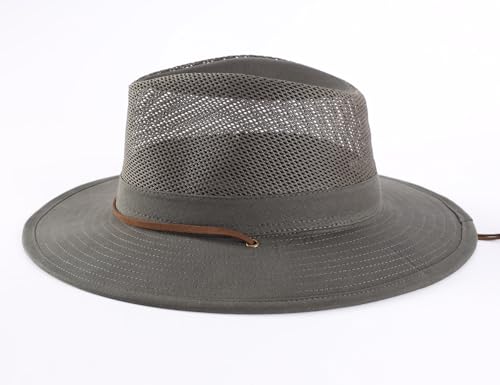 Image of Home Prefer Cotton Summer Fedora Hat Wide Brim Sun Hats for Men Women UPF 50+ Sun Protection Cap for Fishing Hiking