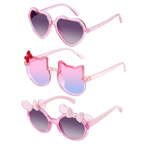 3 Pairs Kids Sunglasses Lovely Cute Girls Toddlers Glasse for Party Birthday Outdoor Beach Eyewear