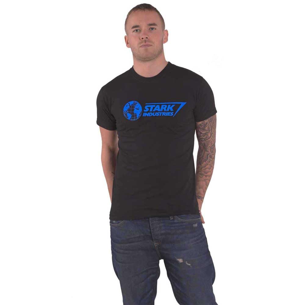 Marvel T Shirt Stark Industries Blue Official Mens Black L