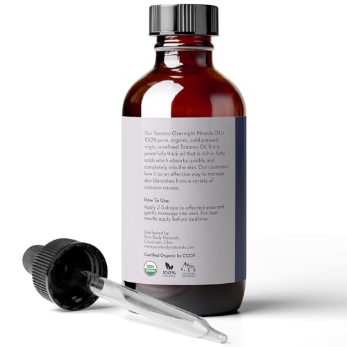 Pure Body Naturals Cold Pressed Tamanu Oil, 4 Fl Oz - Calms Irritated Skin - Moisturises Dry Scaly Skin