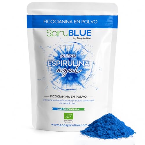 Espirulina Azul en polvo - Ficocianina 100% Pura Concentrada (25g) - Antioxidante Natural Vegano - Colorante alimentario para batidos y bebidas proteicas