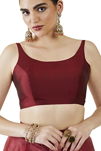 Image of Soch Womens Taffeta Solid Sleeveless Padded Blouse