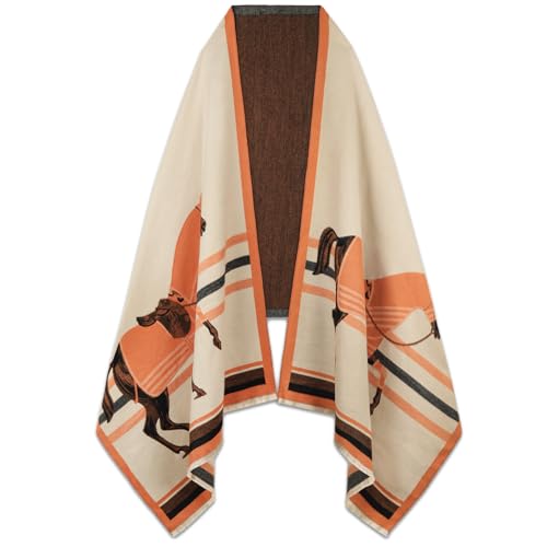 EXTREE Scarfs for Women Pashmina Silky Shawl Wrap for Evening Dressing Blanket Open Front Poncho Cape Color-a102