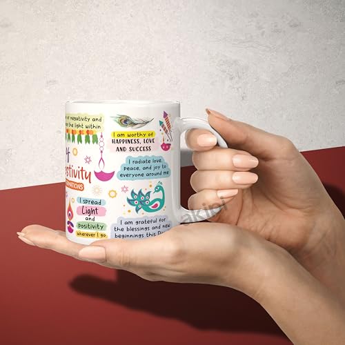 Image of Cup of Diwali Festivity - Diwali-Themed Mug with Positive Affirmations, Celebrate The Festival of Lights ARM730 11oz Ceramic Coffee /Tea Cup