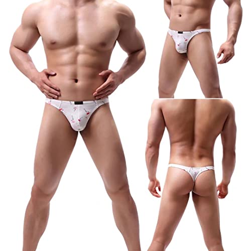Pdbokew Men's Cotton Thong Underwear Cute Cartoon Pouch Underwear 6Pack M #TOP4