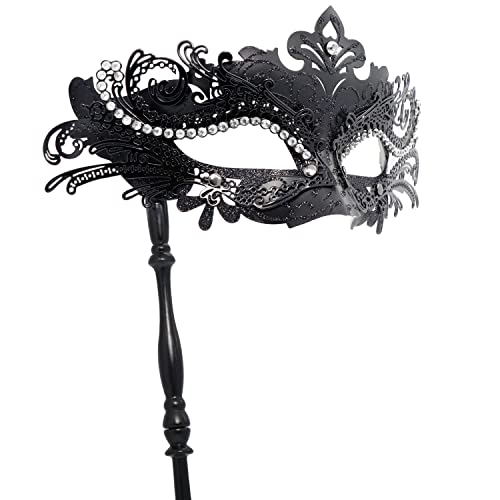 Coddsmz Masquerade Mask with Holding Stick Venetian Halloween Costume Mask Mardi Gras Mask for Womens Party