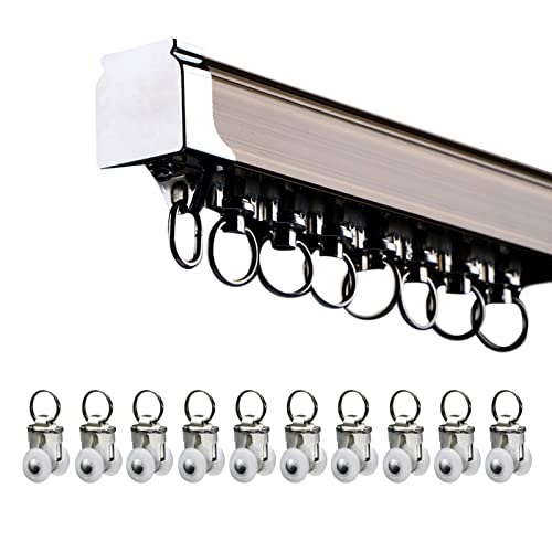 GATELN Aluminium Gardinenschiene Decken- Oder Wandmontage Strapazierfähige Wohnzimmer Gardinenschienen Set Für 1m~5m Duschvorhang Balkon Wohnmobil Vorhangstange (Color : Brown, Size : 2.9m) Cover