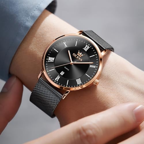 Image of OLEVS Mens Gold Watches Analog Quartz Business Dress Watch Day Date Stainless Steel Classic Luxury Luminous Waterproof Casual Male Wrist Watches