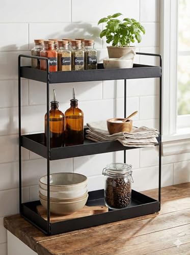 Image of Homify Metal 3-Tier Standing Spice Rack Storage Organizer, Bathroom Countertop Storage Shelf Cosmetic Organizer And Home /Kitchen Spice Rack