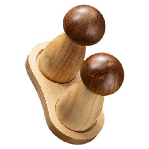 VICASKY Wooden Mushroom Salt Pepper Grinder Set Manual Shaker Boho Kitchen Gadget