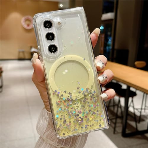 Housse de chargement sans fil pour Samsung Z Fold 3 coque magnétique transparente paillettes