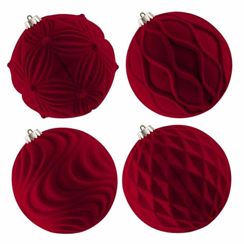 Lanpn 4 STK 15cm Große Samt Weihnachtskugeln, Grosse Beflockt...