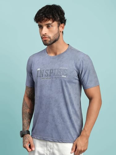 Image of Lux Nitro Men's Cloud Burst Printed Half Sleeve T-Shirt | Cotton Blend Round Neck Tee | Regular Fit Casual Wear