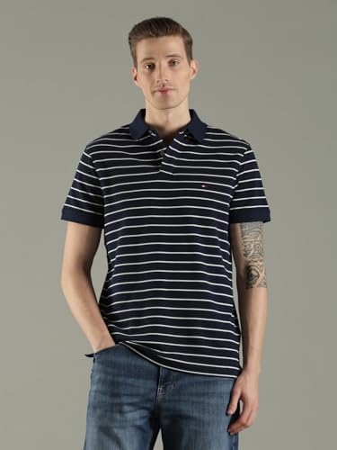 Image of Tommy Hilfiger Solid Regular fit Cotton Polo t-Shirt