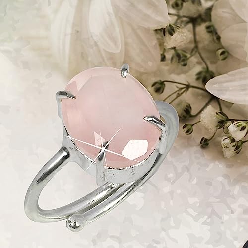 Image of Reiki Crystal Products Certified Natural Gemstone Adjustable Ring, AAA Crystal Ring for Men & Women, Citrine Amethyst Quartz Lapis Onyx Tiger Eye, Reiki Charged Jewellery