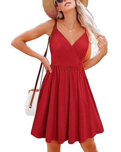 STYLEWORD Womens Sundress Summer Floral Wrap V Neck Backless A-Line Casual Beach Midi Dress2