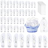 24 Pairs Wedding Flip Flops Bulk Slippers Flip Flops Women with Size Cards Drawstring Bags, Wedding Sandals for Spa, Party, Hotel and Travel - White