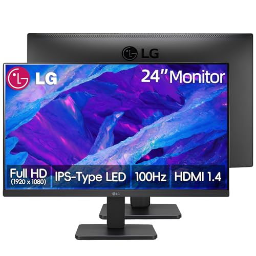 Image of LG 24 inch IPS LCD FHD (1920 x 1080) Monitor, 16:9-100Hz, AMD FreeSync, Tilt and VESA, Low Blue Light, Flicker Safe, HDMI & VGA, 5ms Response Time, Matte Black
