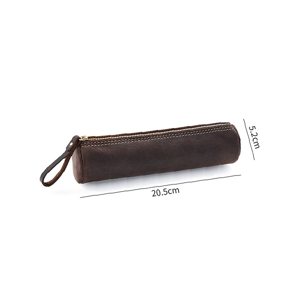 ACiyD Astuccio per Penne in Pelle di Vacchetta Vintage Astuccio per Penne con Cerniera ad Alta capacità Astuccio per Penne con Cerniera (C, 20,5 * 5,2 * 5,2 cm) (D 20,5 * 5,2 * 5,2 cm)