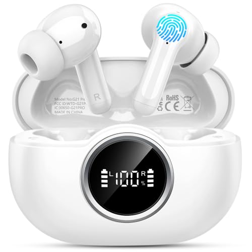 Bluetooth 5.4 Earbuds, 2026 Bass-3.0 Wireless Headphones 3D-Stereo Ear Buds, 4 ENC Noise Cancelling Mic, 40+Hrs USB-C in-Ear Earphones, IP-X7 Waterproof Sport Workout Gym for Laptop Pad Android iOS