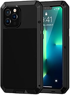 Lanhiem for iPhone 13 Pro Case Heavy Duty Shockproof Cover Tough Armour Metal Case with [Tempered Glass Screen Film], 360 Full Body Protective Case Cover for iPhone 13 Pro - Black