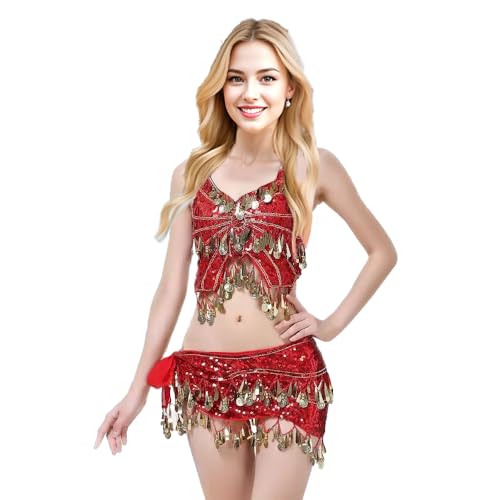 Chiffon Belly Dancing Belt Festival Wrap Hip Scarves Sequins Coins Dance Costumes3