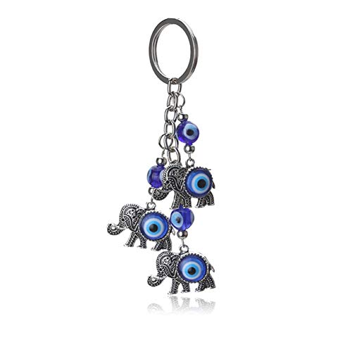 Preisvergleich Produktbild GMTEXTILES Blue Evil Eye Charms Schlüsselbund Elefant Pendent Schlüsselanhänger Legierung Quaste Auto Schlüsselanhänger Mode Geschenke