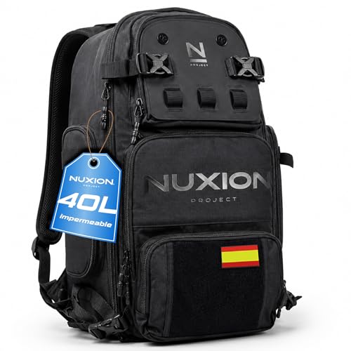 NUXION | Mochila Táctica 40L Impermeable con Zapatillero | Crossfit, Hyrox y Senderismo | Sistema MOLLE, +20 Compartimentos y Portátil 15,6