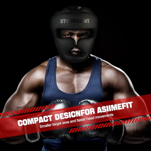 Valchiria Boxing Headgear,Closed Type Boxing Helmet, Adjustable Size for Boxing, MMA, Muay Thai, Kickboxing & Martial Art(Black, M)