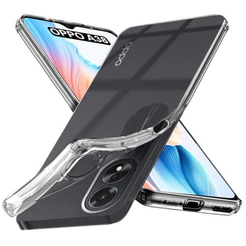 Image of Fashionury Crystal Clear Case for Oppo A38 | Yellowing Resistance | Transparent TPU Silicone | Raised Camera Lips | Slim Transparent Cover