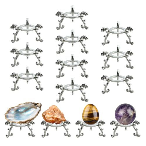 OmyLens 10Pcs Silver Crystal Ball Stand for Displaying Crystal Glass and Natural Rocks Sphere Display Holder for 40mm-80mm Sphere or Stone