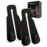 【荷物を床に落とさない！】車用シートフック ヘッドレストフック レザー金属製 便利グッズ カー用品 荷物かけ 荷崩れ 転倒防止 [LICOM] (ブラック, ２個セット)