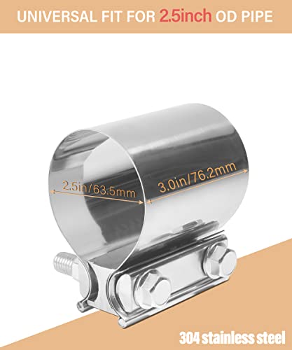 Esewalas B0C536E Stainless Steel Exhaust Clamp,2.0 Inch 2.25 Inch 2.5 Inch 2.75 Inch 3.0 Inch 4.0 Inch Butt Joint Exhaust Pipe Muffler Band Clamp Sleeve Coupler,Exhaust Pipe Clamp Exhaust Band Clamp thumb #1
