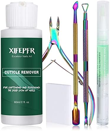 XIFEPFR Cuticle Remover Kit - Cuticle Remover Cream & Cuticle Oil Pen for Soften Moisturize, Cuticle Trimmer, Cuticle Nipper, Cuticle Pusher and Nail Cotton Pads for Professional Manicure