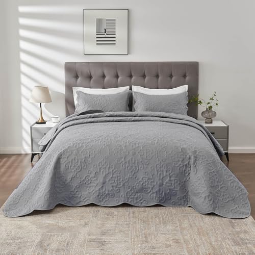 Image of Kingnex Oversized King Bedspreads 128x120 Gray