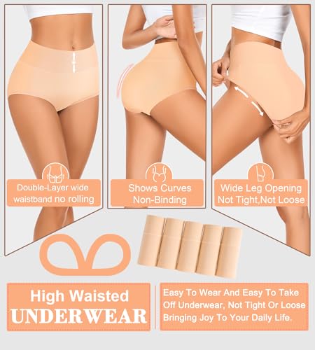 Image of MISSWHO Cotton High Waisted Women Underwear Soft Briefs Full Coverage Comfy Ladies Panties (Regular & Plus Size)